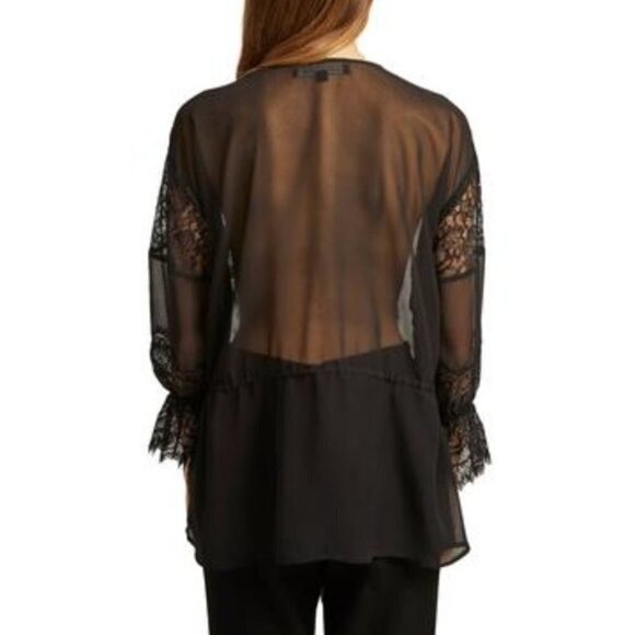 French Connection Abella Mix Sheer Lace Blouse – Size S, Black, NWT - Picture 4 of 4